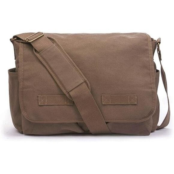 Vintage Messenger Bag Cotton Canvas Shoulder Bag Laptop School Travel Bag - Picture 8 of 8